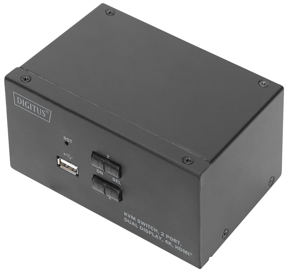 Digitus Kvm Switch, 2-Port, Dual-Display, 4k, Hdmi