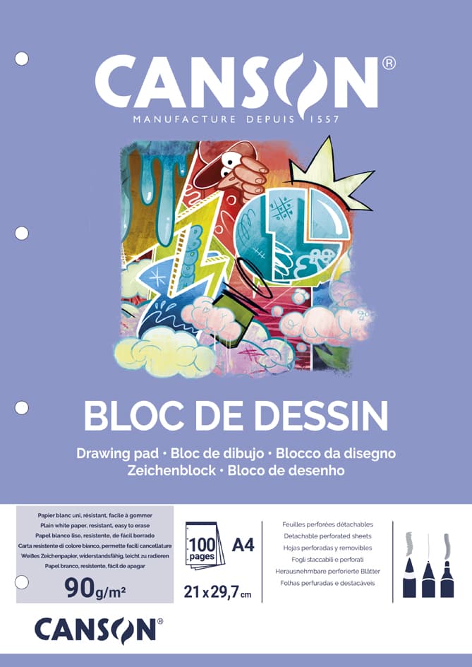 Canson Zeichenpapier-Block, 210 X 297 Mm, Weiß, 90 G/Qm