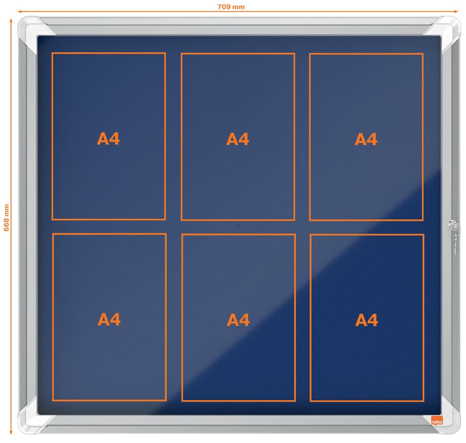 Nobo Schaukasten Premium Plus, Filz-Rückwand, 6 X A4, Grau