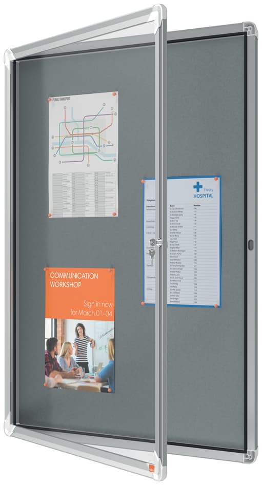Nobo Schaukasten Premium Plus, Filz-Rückwand, 9 X A4, Grau