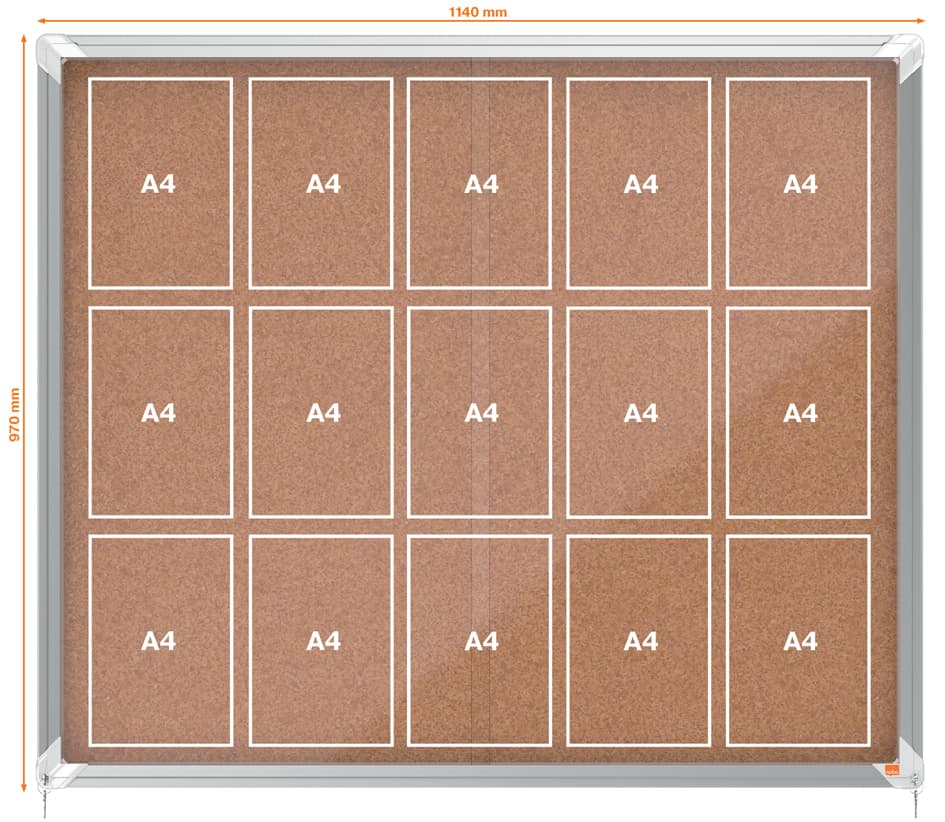 Nobo Schaukasten Premium Plus, Kork-Rückwand, 15 X Din A4