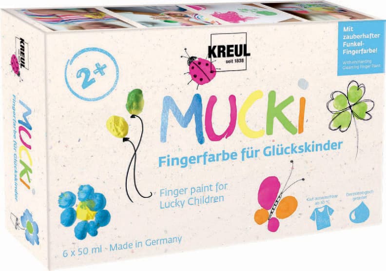 Kreul Fingerfarbe , Mucki,  Für Glückskinder, 50 Ml, 6er-Set