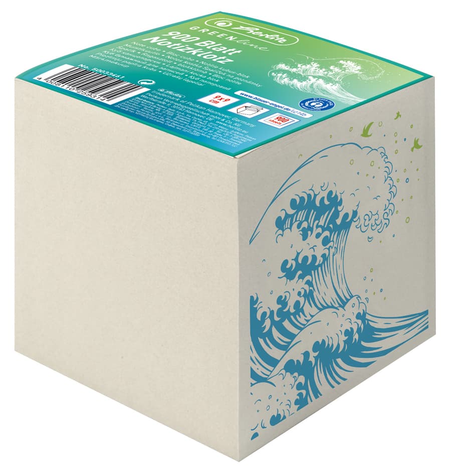 Herlitz Zettelklotz Greenline, 90 X 90 Mm, Grau, 80 G/Qm
