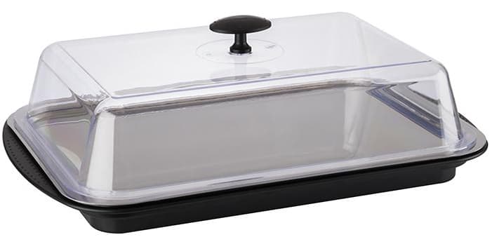 Aps Thermo Tablett-Set, Eckig, Schwarz/Transparent