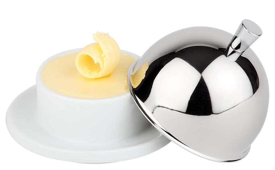 Aps Butterservierer, Aus Edelstahl/Porzellan