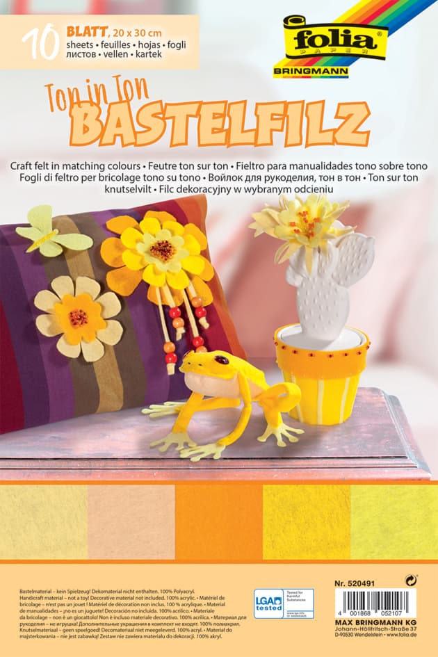 Folia Bastelfilz Ton-In-Ton Mix, 200 X 300 Mm, Gelb