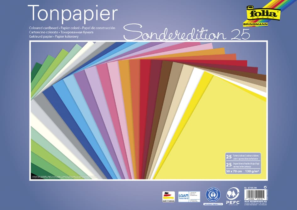 Folia Tonpapier, (B)350 X (H)500 Mm, 130 G/Qm, Sortiert