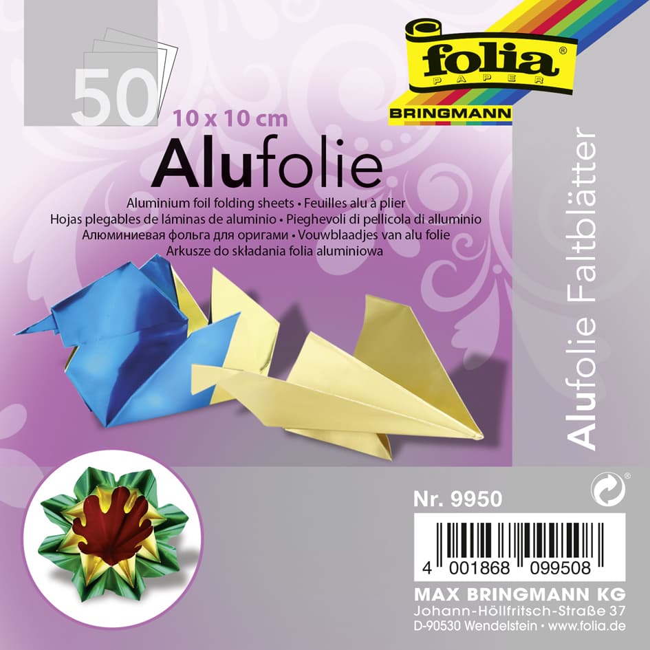 Folia Alu-Faltblätter, 200 X 200 Mm, 50 Blatt, Sortiert