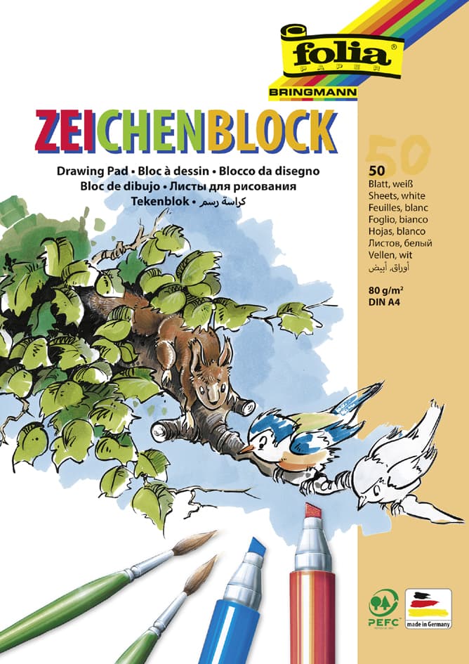 Folia Zeichenblock, 80 G/Qm, Din A4, 50 Blatt