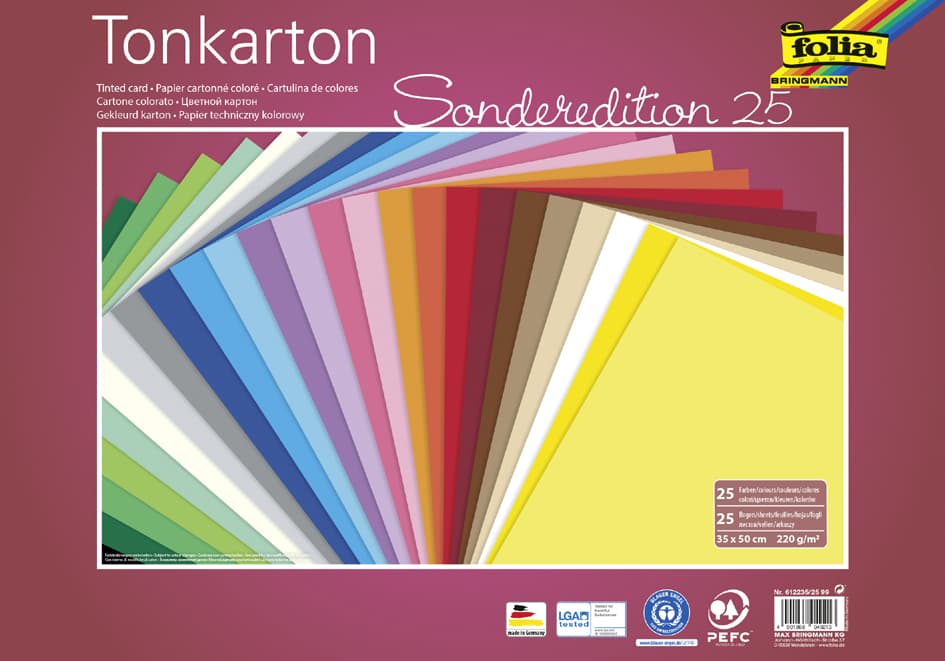 Folia Tonkarton, (B)350 X (H)500 Mm, 220 G/Qm, Sortiert