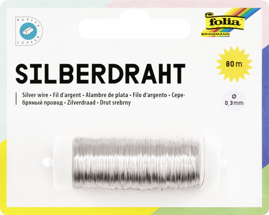 Folia Silberdraht, 0,3 Mm X 80 M, Versilbert, Aus Kupfer