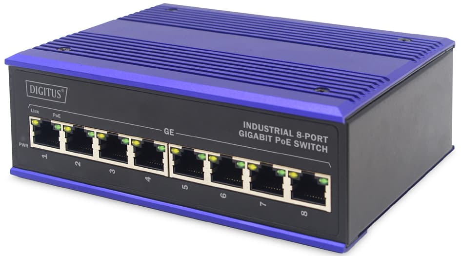 Digitus Industrial Gigabit Poe Switch, 8 Port, Unmanaged