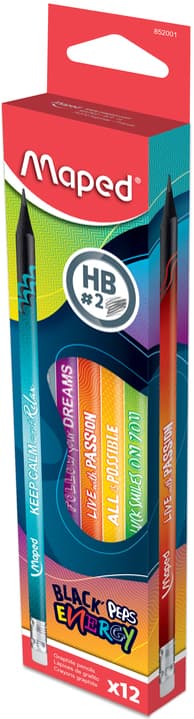 Maped Bleistift Black, Peps Energy, Härtegrad: Hb, 12er Etui