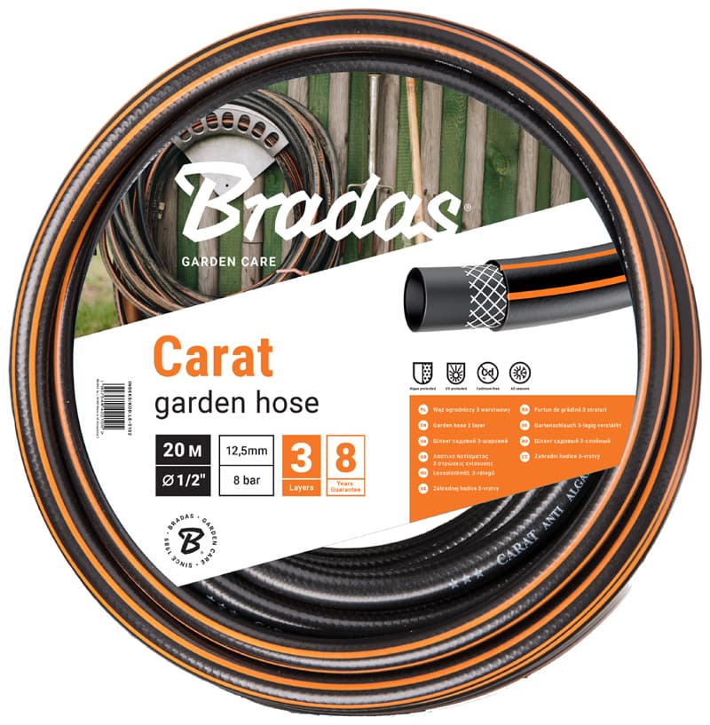 Bradas Gartenschlauch Carat, 1/2, , Schwarz/Orange, 20 M