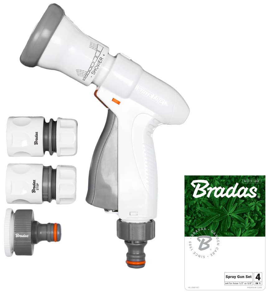 Bradas Gartenbrause-Set Super Spray, 4-Teilig, Grau/Weiß