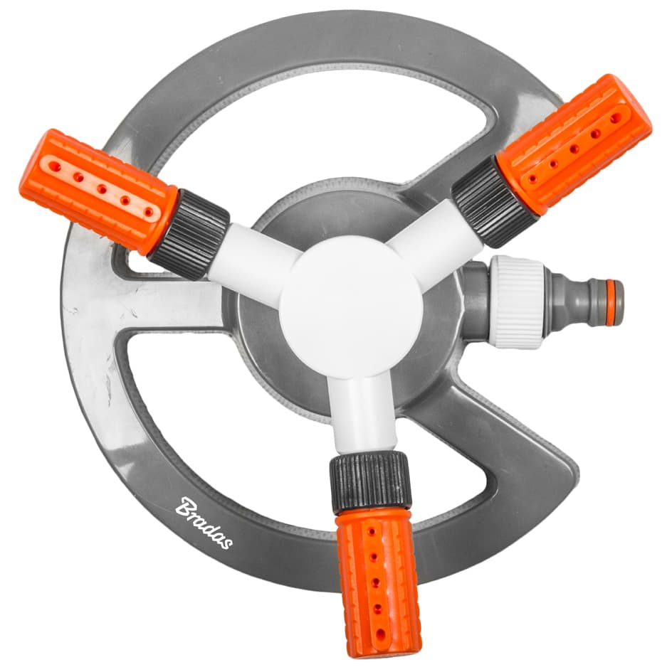 Bradas 3-Arm-Rasensprenger White Line, Grau/Weiß/Orange