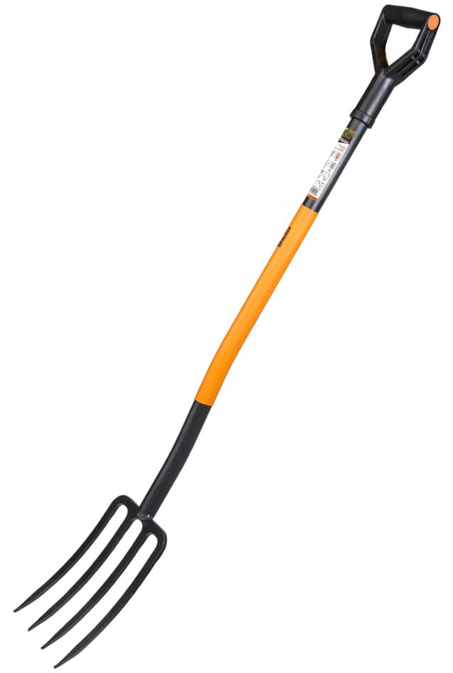 Bradas Spatengabel, Länge 1.250 Mm, 4 Zinken, Schwarz/Orange