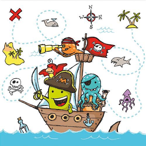 Papstar Motiv-Servietten , Pirate Crew, , 330 X 330 Mm