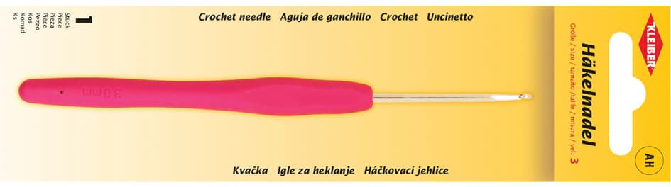 Kleiber Häkelnadel, Größe 3, Kunststoffgriff, Pink