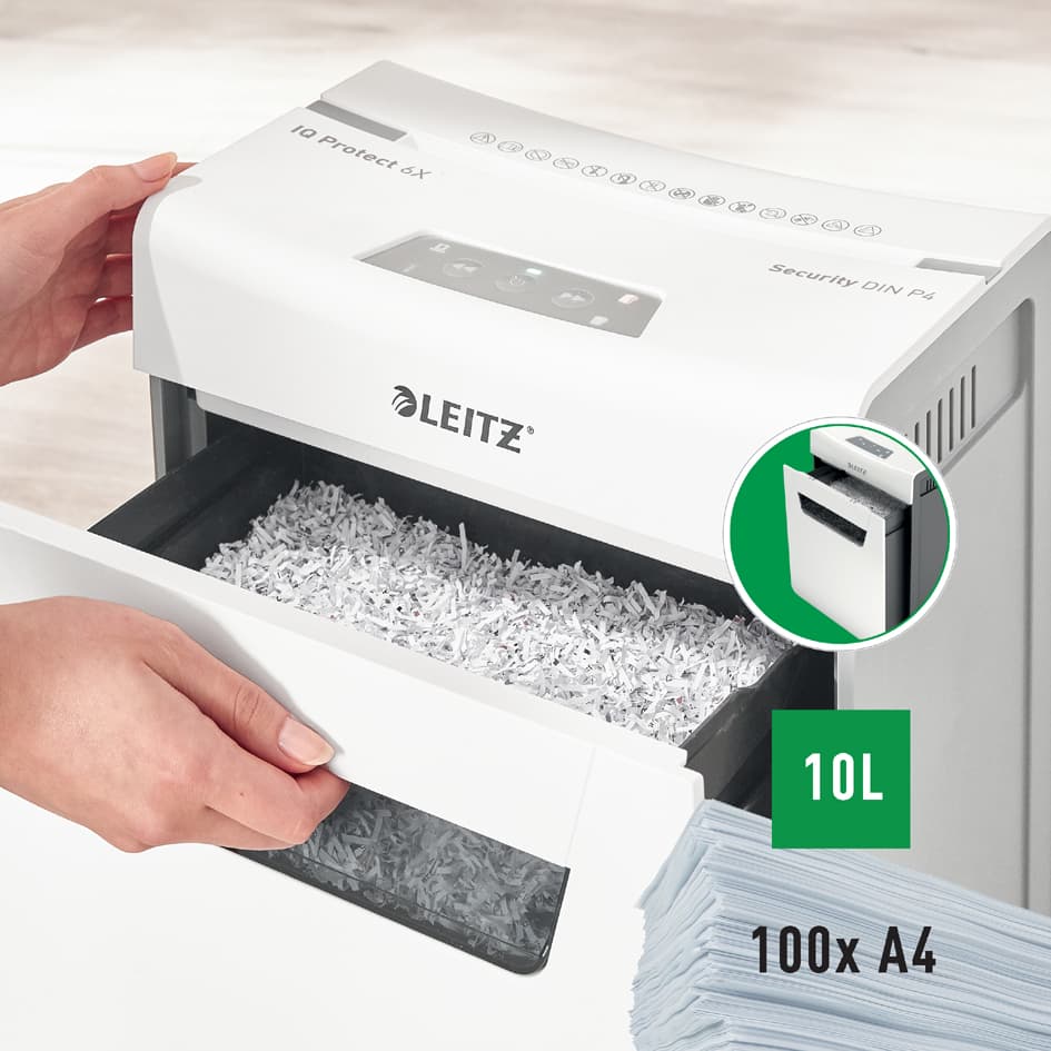Leitz Aktenvernichter Iq Protect Premium 6x, Weiß