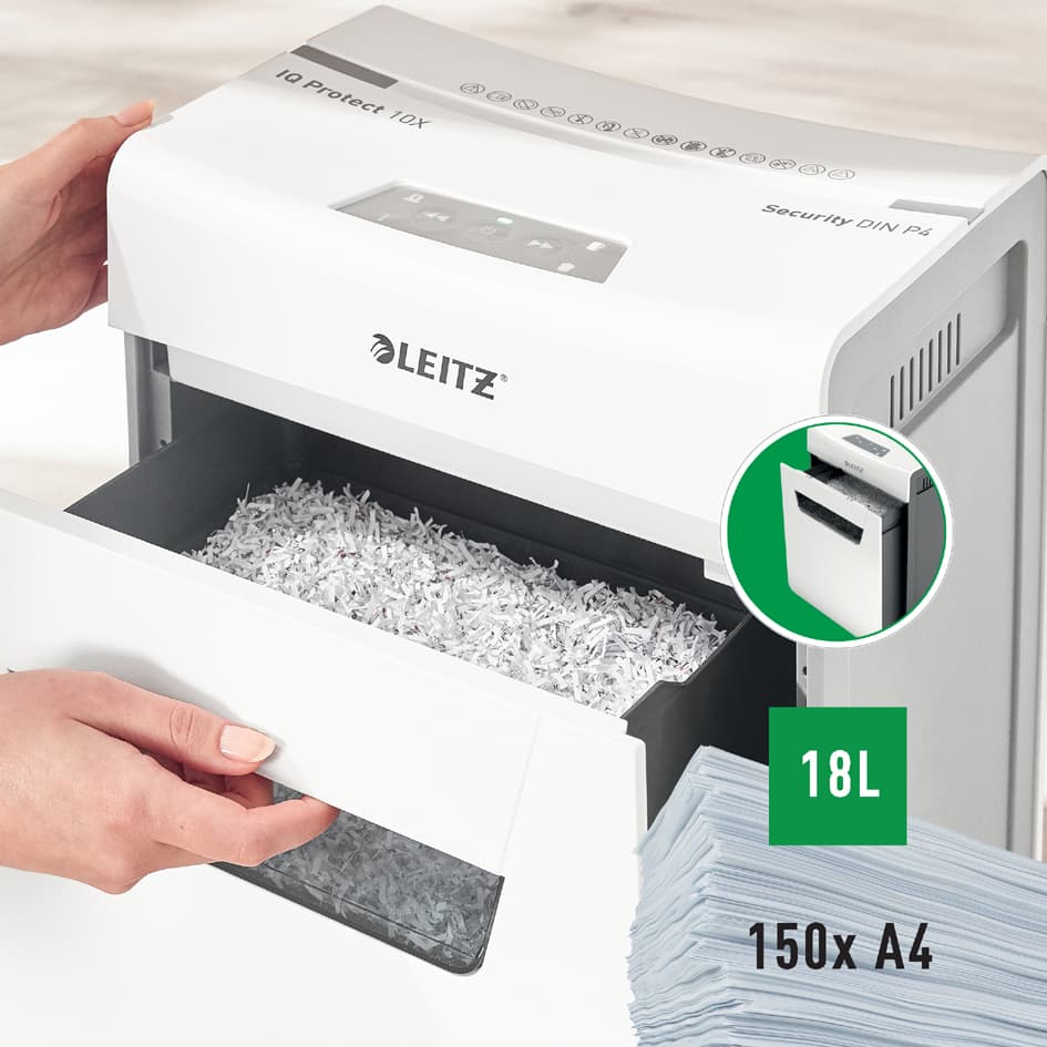 Leitz Aktenvernichter Iq Protect Premium 10x, Weiß