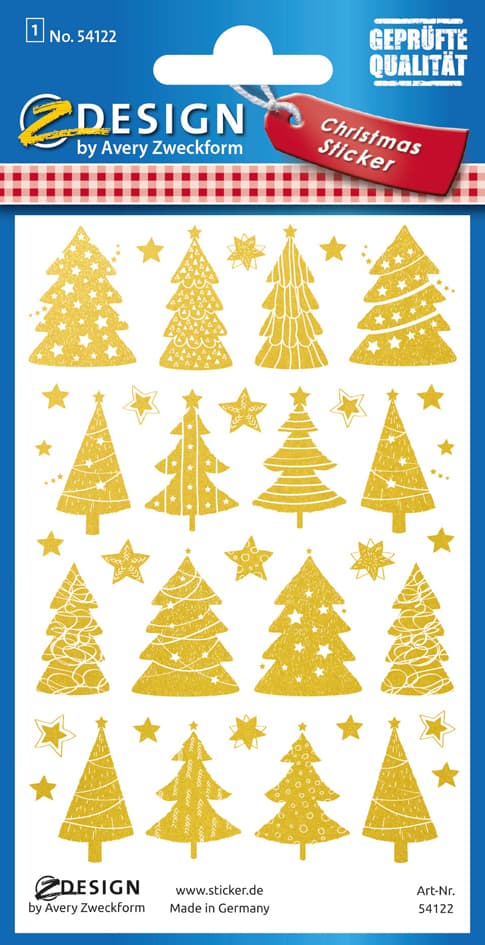 Avery Zweckform Zdesign Weihnachts-Sticker , Weihnachtsbäume,
