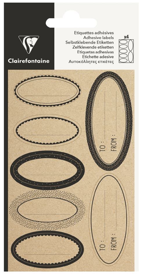 Clairefontaine Geschenke-Sticker , Oval Kraft, , Schwarz