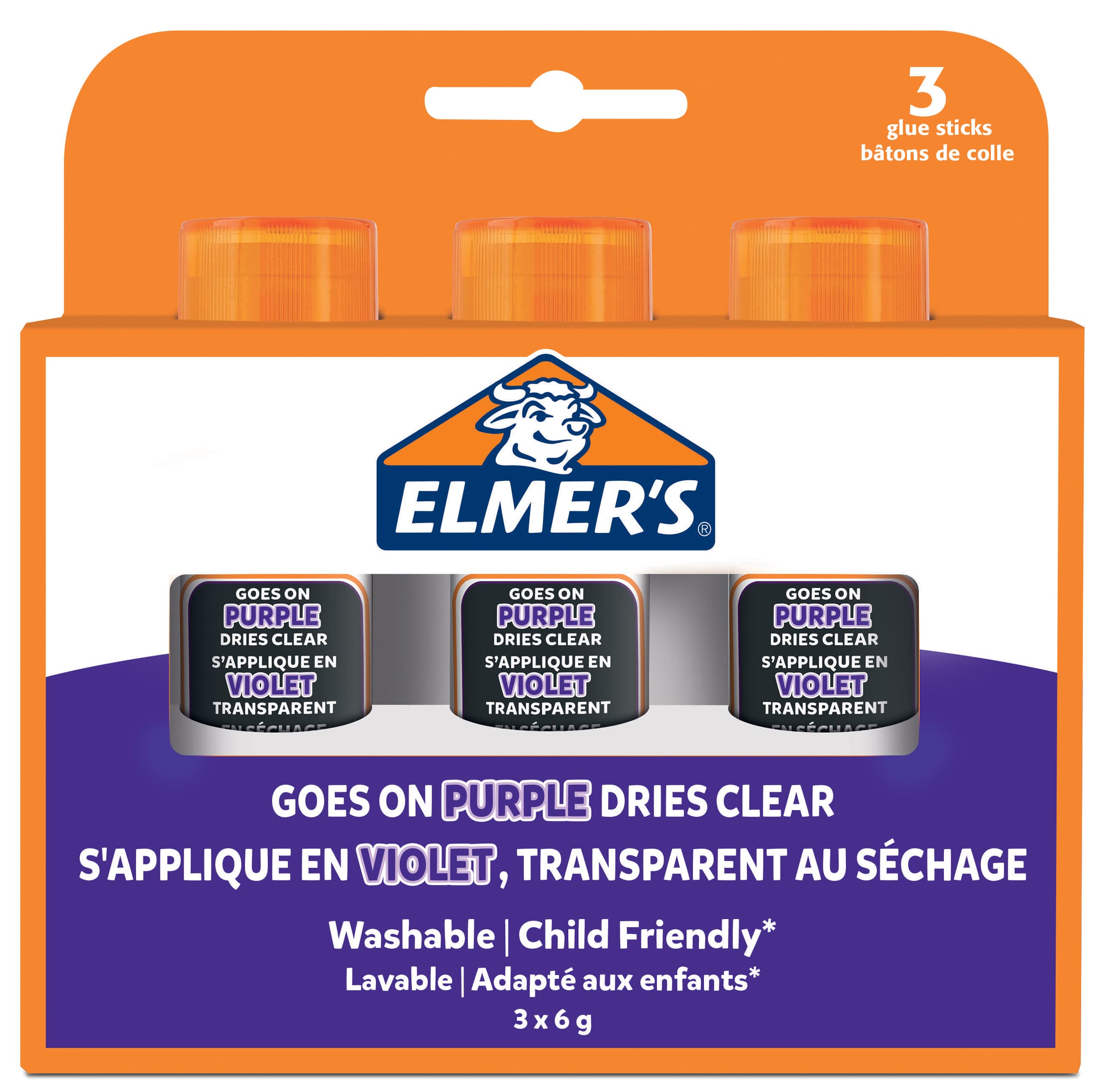 Elmer, S Klebestift Disappearing Purple, 6 G, 3er Blister