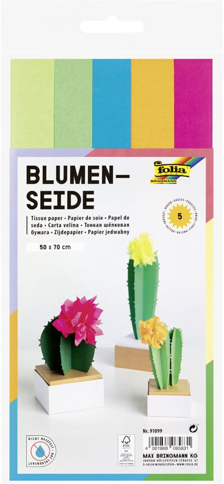 Folia Seidenpapier Neon Mix, 500 X 700 Mm, Sortiert