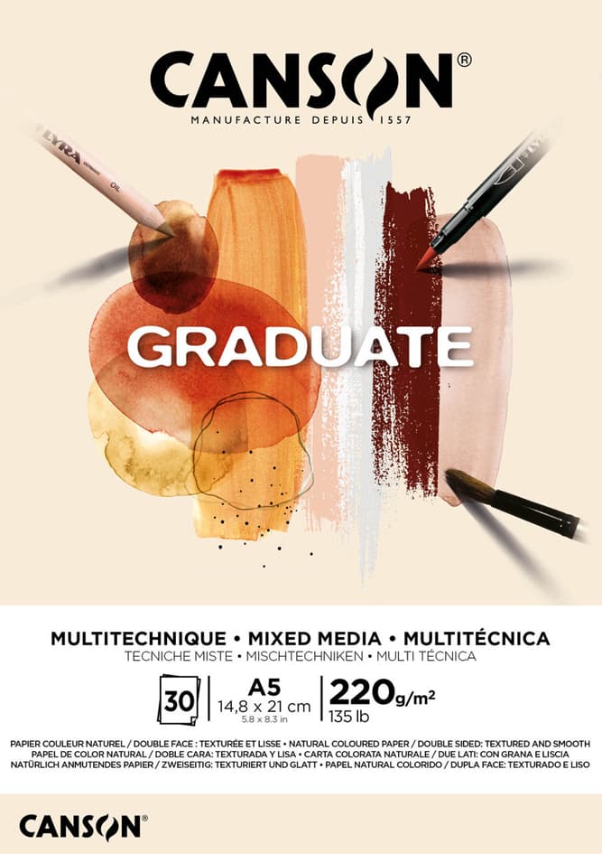 Canson Studienblock Graduate Mixed Media, Natur, Din A3