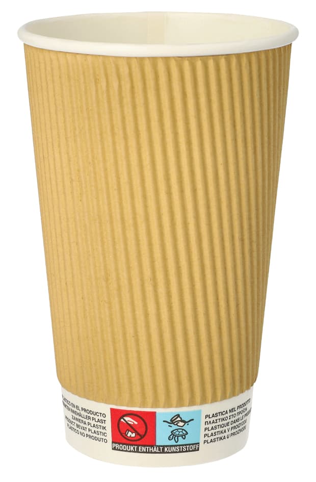 Papstar Papp-Trinkbecher , Pure,  Ripple Wall, 0,4 L, Beige