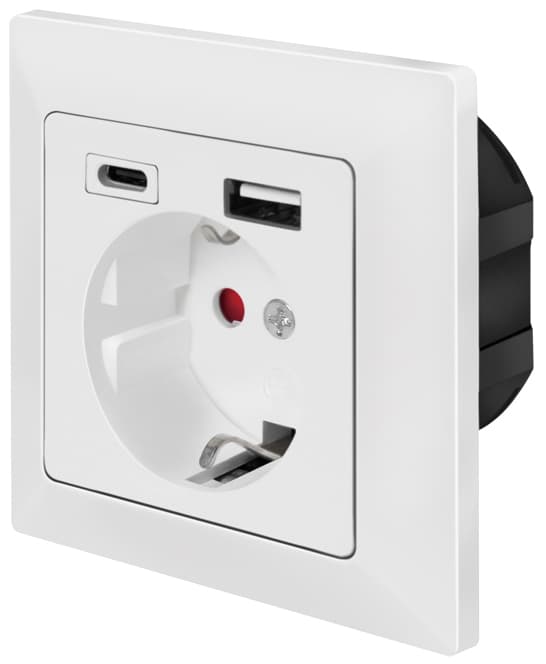 Logilink Unterputz-Steckdose, 1x Cee 7/3, 1x Usb-A, 1x Usb-C