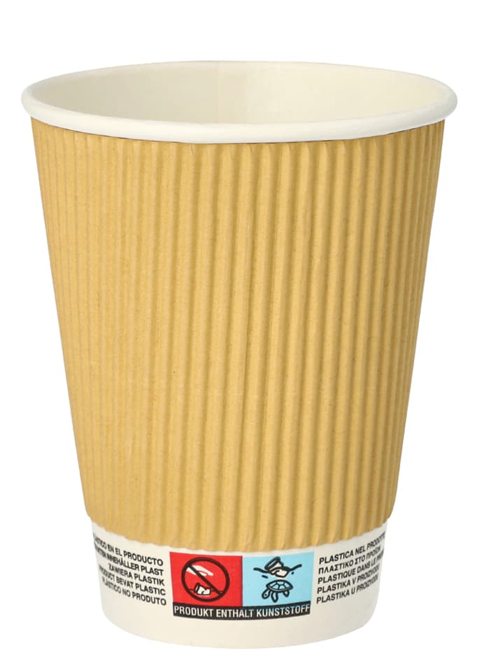 Papstar Papp-Trinkbecher , Pure,  Ripple Wall, 0,3 L, Beige