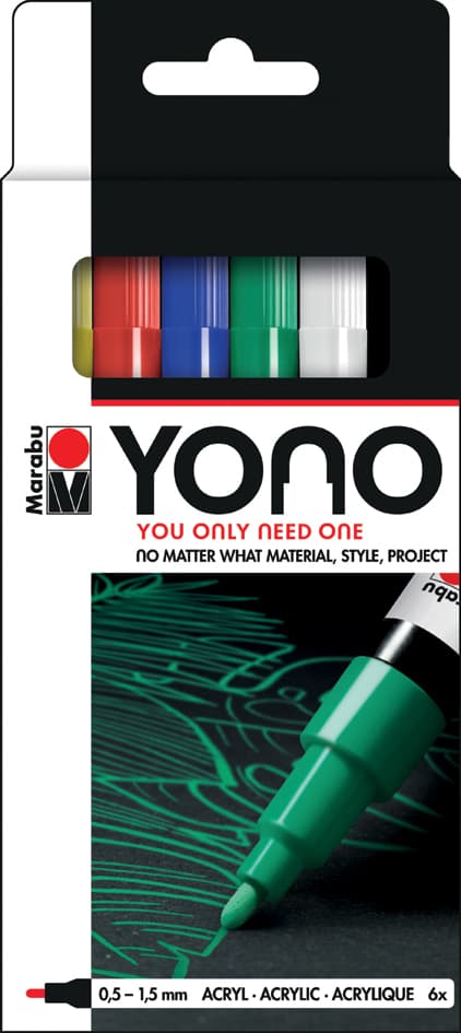 Marabu Acrylmarker , Yono, , 0,5 - 1,5 Mm, 6er Set