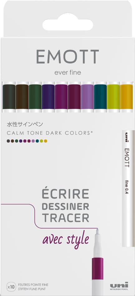 Uni-Ball Fineliner Emott, 10er Set , Calm-Tone Colors,