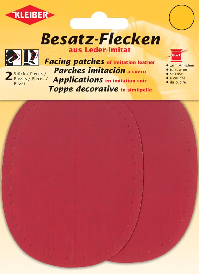 Kleiber Besatz-Aufnähflecken Oval, 85 X 110 Mm, Rot