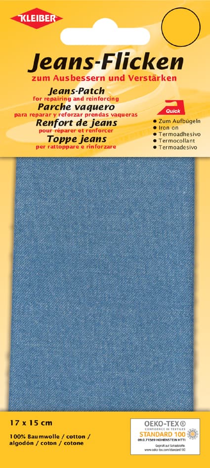 Kleiber Jeans-Bügelflicken, 170 X 150 Mm, Hellblau