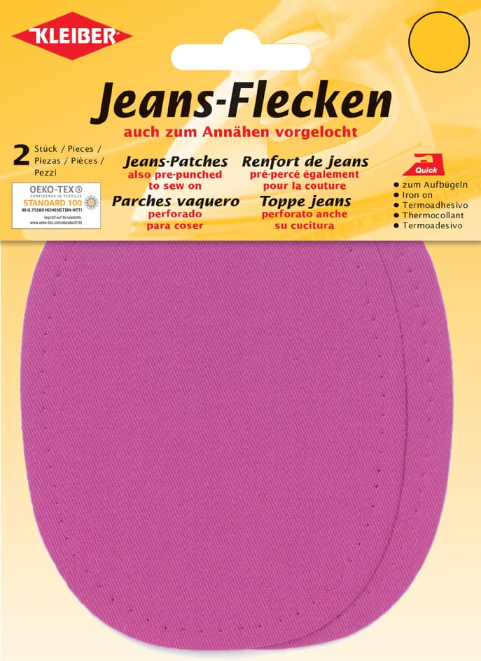 Kleiber Jeans-Bügelflecken Oval, 130 X 100 Mm, Pink