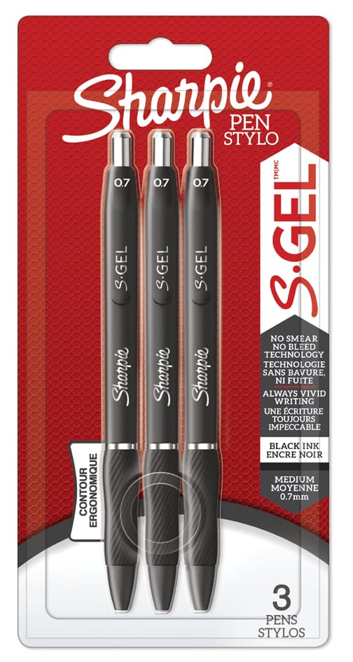Sharpie Gelschreiber S-Gel, 0,7 Mm, Schwarz, 3er Blister