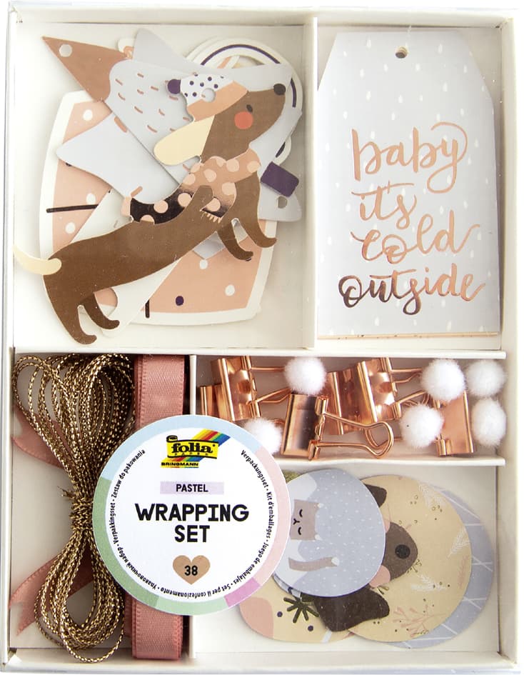 Folia Weihnachts-Verpackungs-Set Pastell, 38-Teilig
