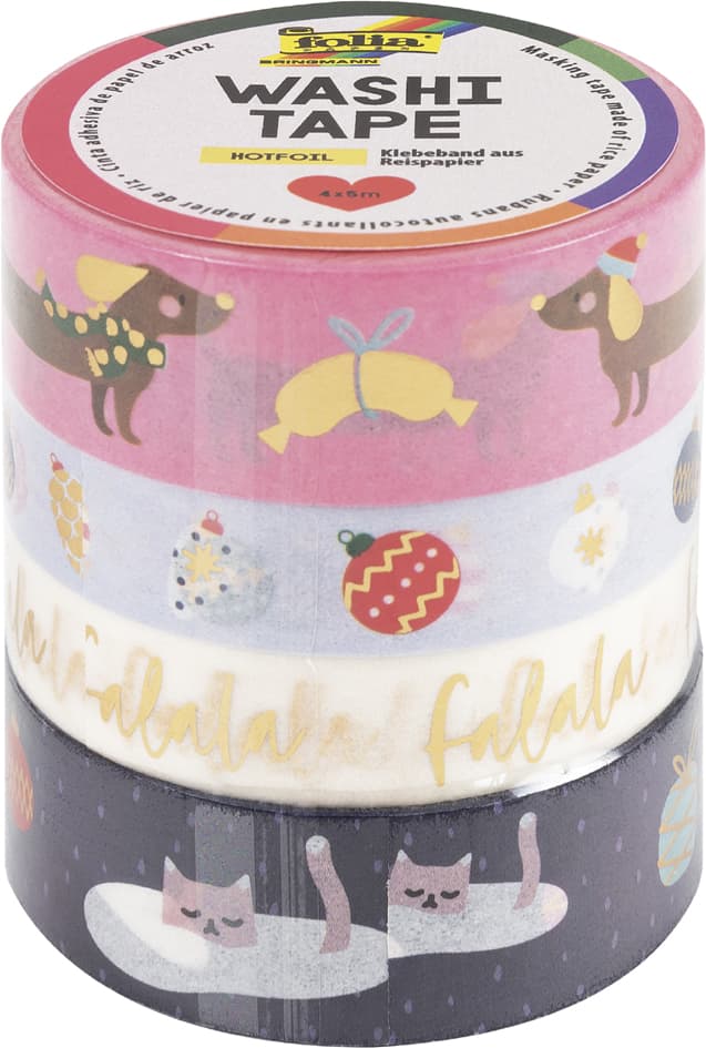 Folia Deko-Klebeband Washi-Tape Weihnachten Falala, 4er-Set