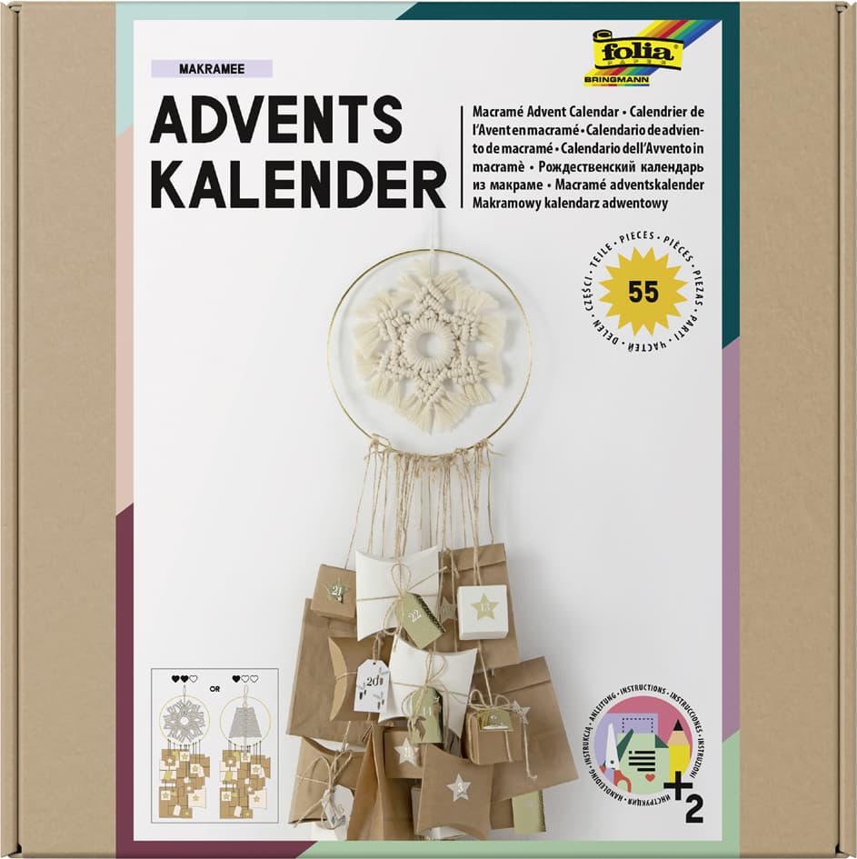 Folia Adventskalender-Set Makramee, 55-Teilig