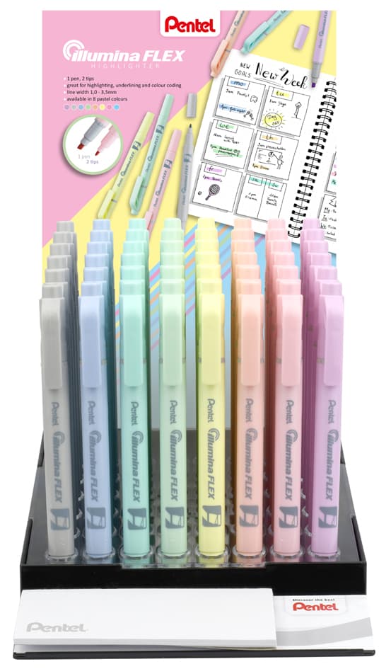 Pentel Textmarker Illumina Flex Pastel, 48er Display