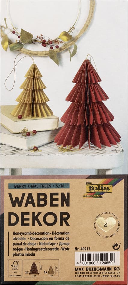 Folia Wabendekor Berry Xmas Trees, 2er Set, Größe: S/M