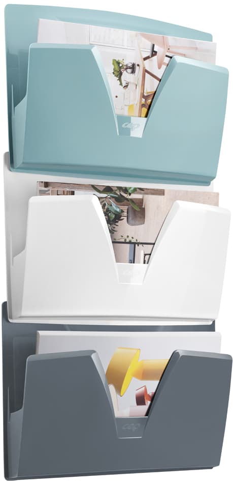 Cep Wandprospekthalter Riviera 3er Set, Din A4, 1 Fach, Bunt