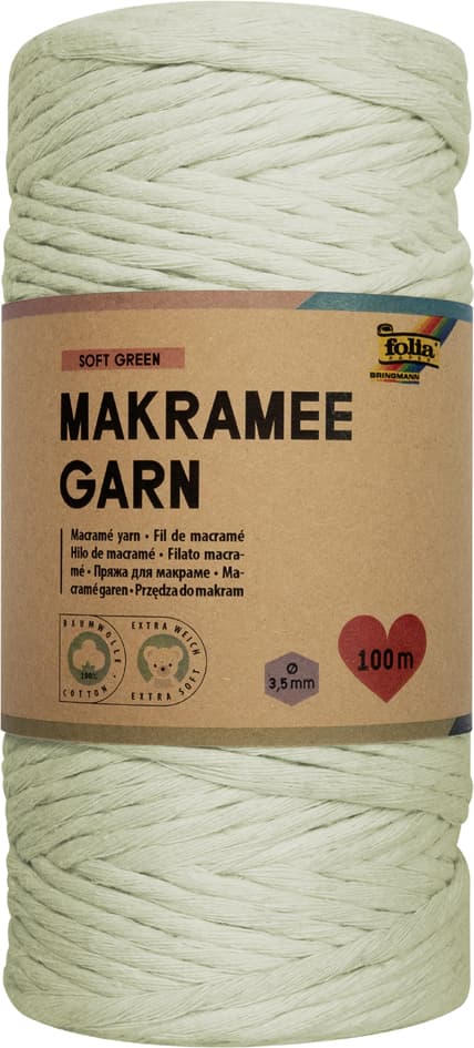 Folia Makramee-Garn Soft Green, Länge: 100 M