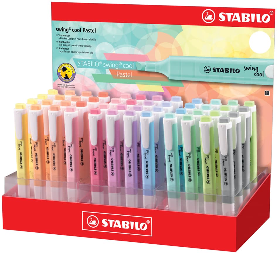 Stabilo Textmarker Swing Cool Pastel, 48er Karton-Display