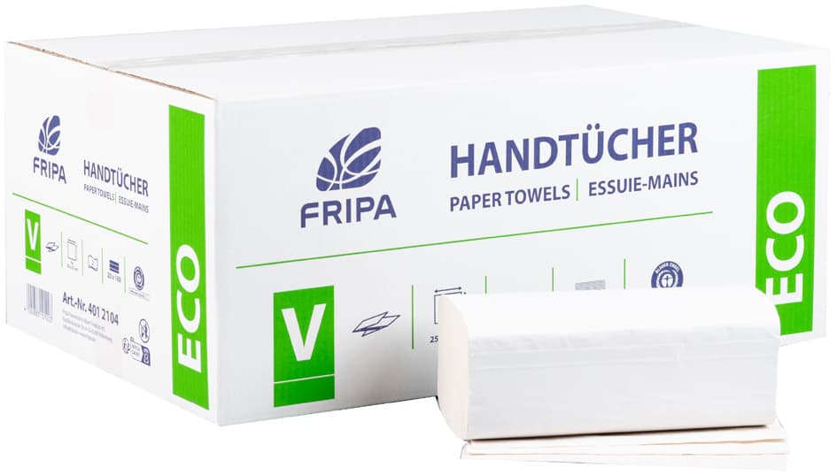 Fripa Handtuchpapier Eco, 250 X 230 Mm, V-Falz, Weiß