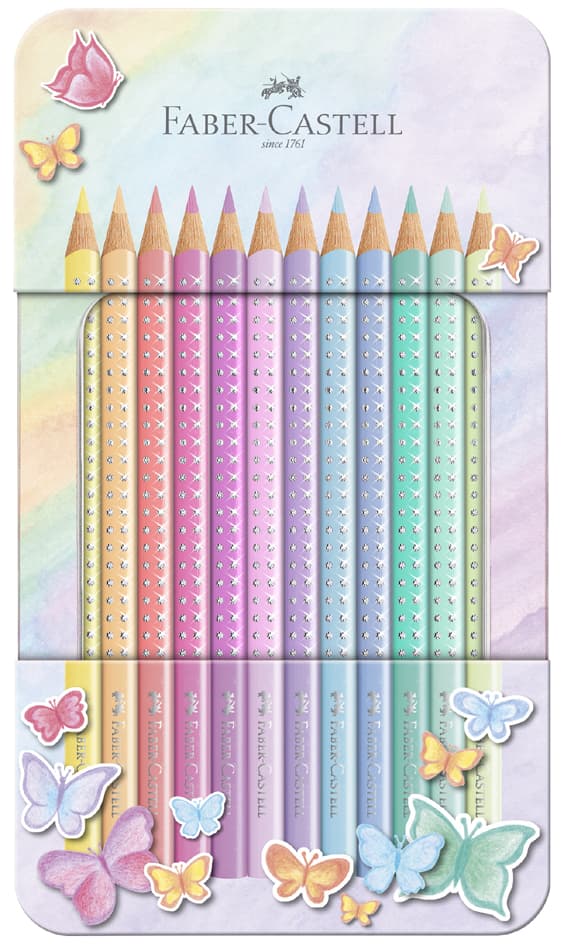 Faber-Castell Dreikant-Buntstifte Sparkle Pastell, 12er Etui