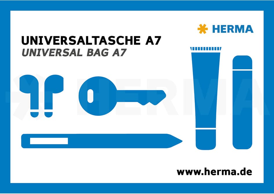 Herma Reißverschlusstasche , Mesh Bags, , Din A7, Blau
